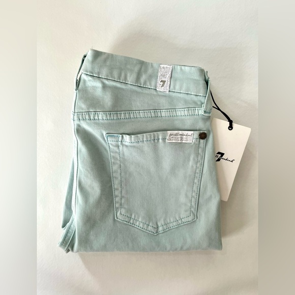 NWT Women's 7 For All Mankind. The Mid Rise Skinny Contour Sateen Light Blue - Picture 10 of 10